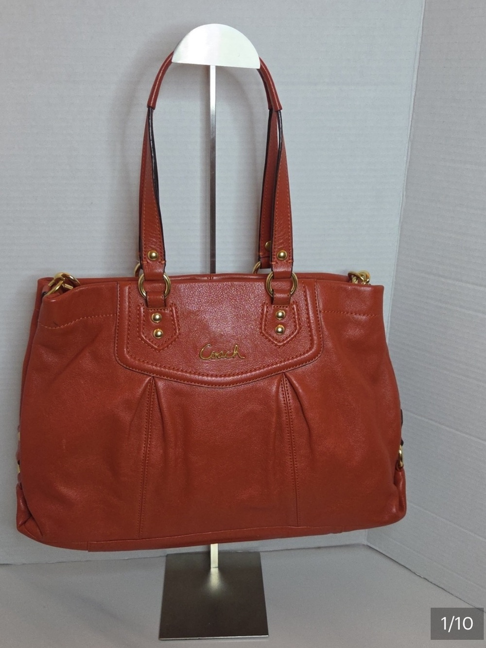 Coach Ashley Burnt Orange Leather Shoulder Bag